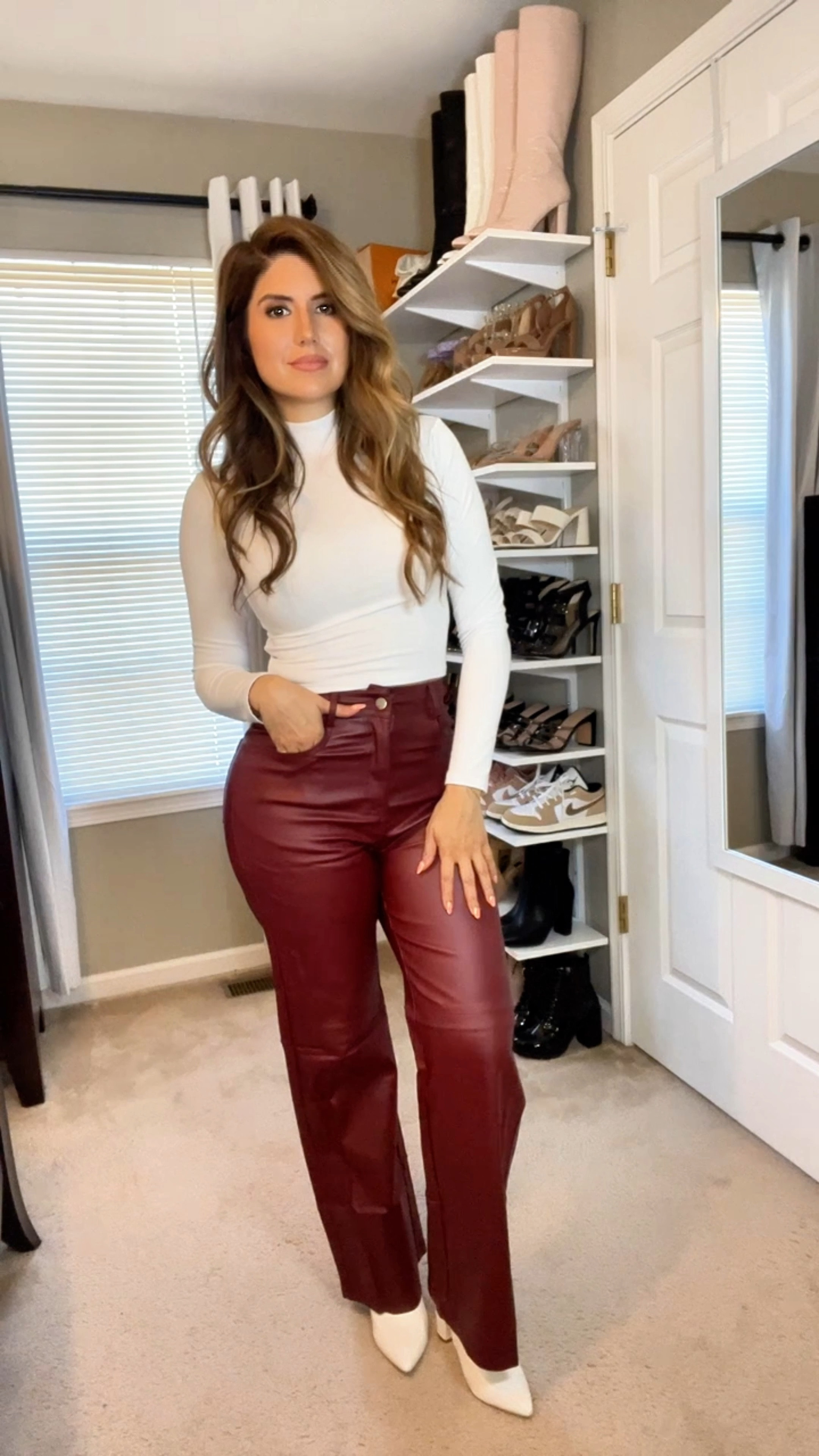 Mock neck and leather pants is my favorite elevated casual look for winter! 

#LTKstyletip #LTKVideo #LTKSeasonal