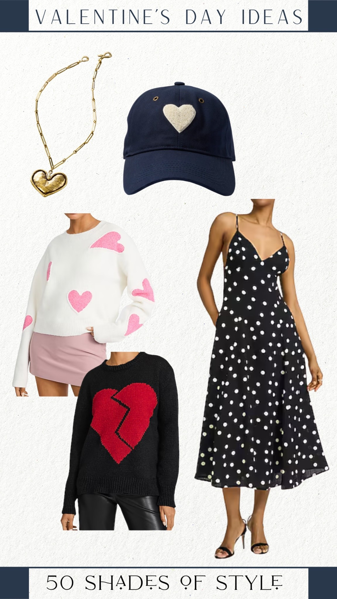 polka dot dress, heart sweater, heart necklace, heart baseball cap, valentine’s day outfit 

#LTKFindsUnder100 #LTKootd #LTKSeasonal