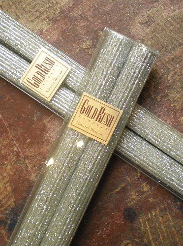 8 Inch Natural Beeswax Glitter Candles, Platinum Color, Boxed Set of 2 | Amazon (US)