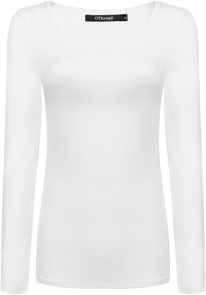OThread & Co. Women's Long Sleeve T-Shirt Scoop Neck Basic Layer Stretchy Shirts | Amazon (US)