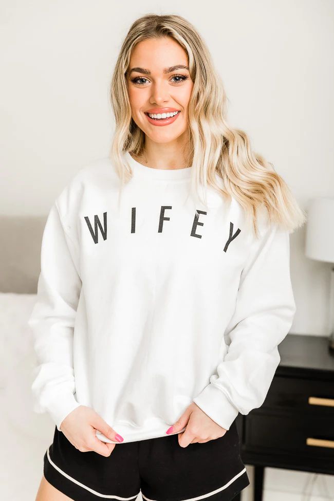 Wifey Block White Graphic Sweatshirt | Pink Lily