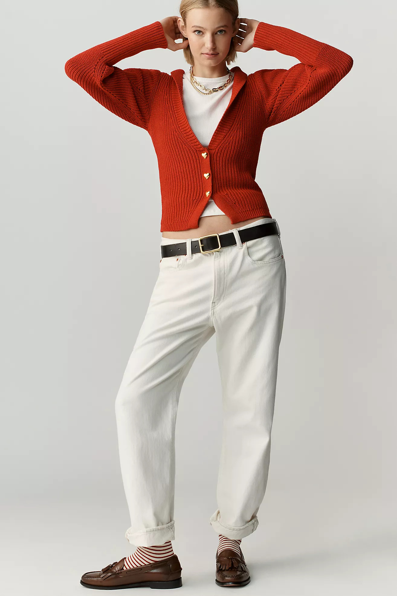 Maeve V-Neck Heart Cardigan Sweater | Anthropologie (US)