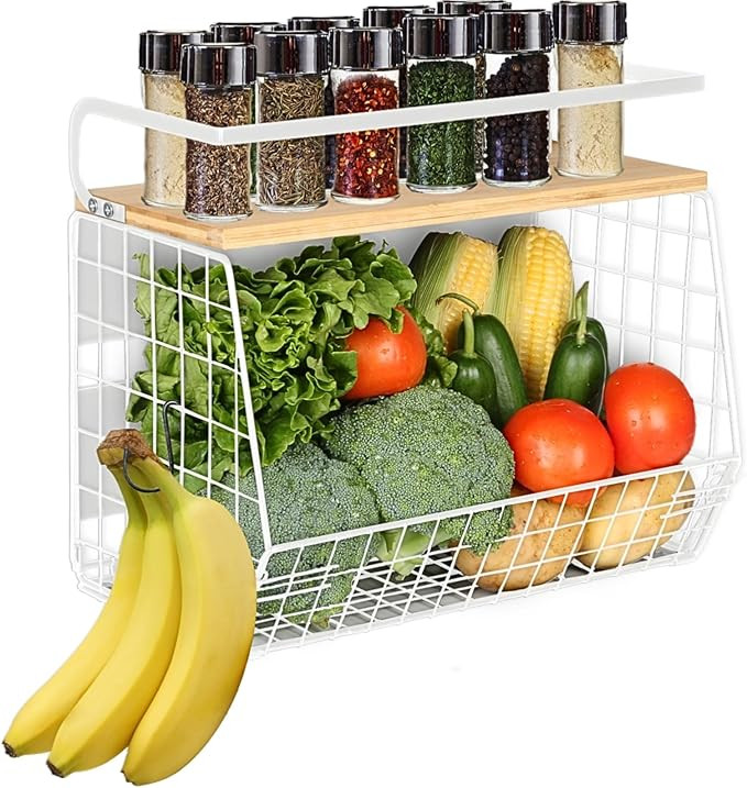 Magnetic Shelf for Fridge with Wood Lid, Fruit Potato and Onion Storage Bins, Pantry Organizers &... | Amazon (US)