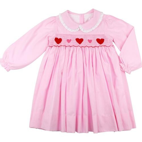 Pink Smocked Hearts Dress | Cecil and Lou