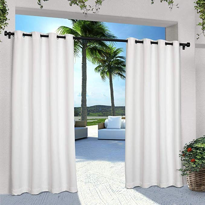 Exclusive Home Indoor/Outdoor Solid Cabana Grommet Top Curtain Panel Pair, Winter White, 54x108 | Amazon (US)