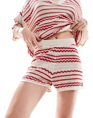 ASOS DESIGN knitted short co ord in red stripe | ASOS | ASOS (Global)