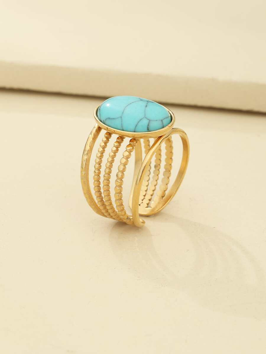 Turquoise Decor Cuff Ring | SHEIN