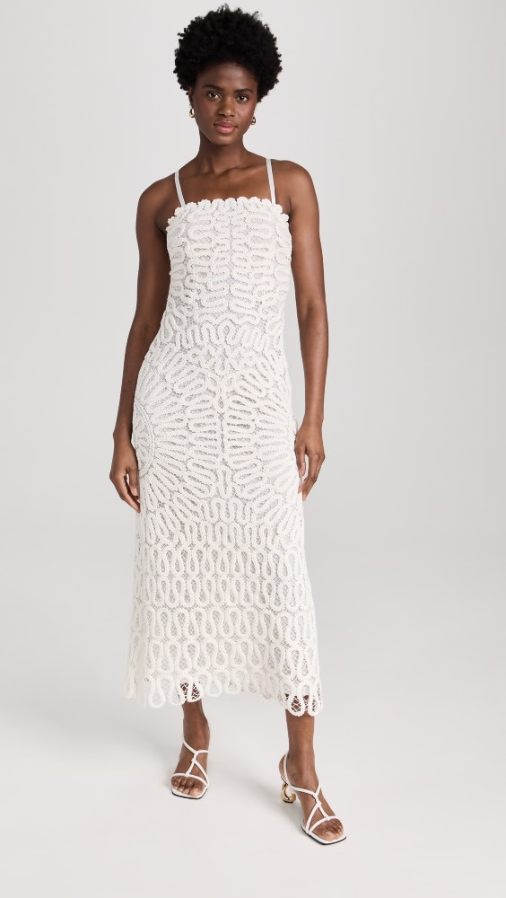 SIMKHAI Elise Cage Crochet Embroidery Midi Dress | Shopbop | Shopbop