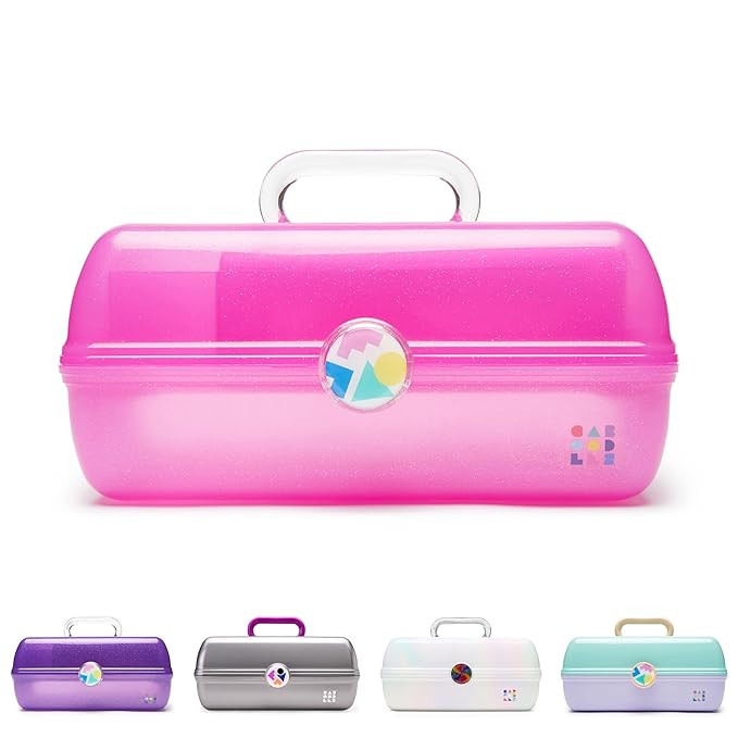 Caboodles On-The-Go Girl Makeup Box, Hot Pink Sparkle, Hard Plastic Makeup Organizer Box, Built-I... | Amazon (US)