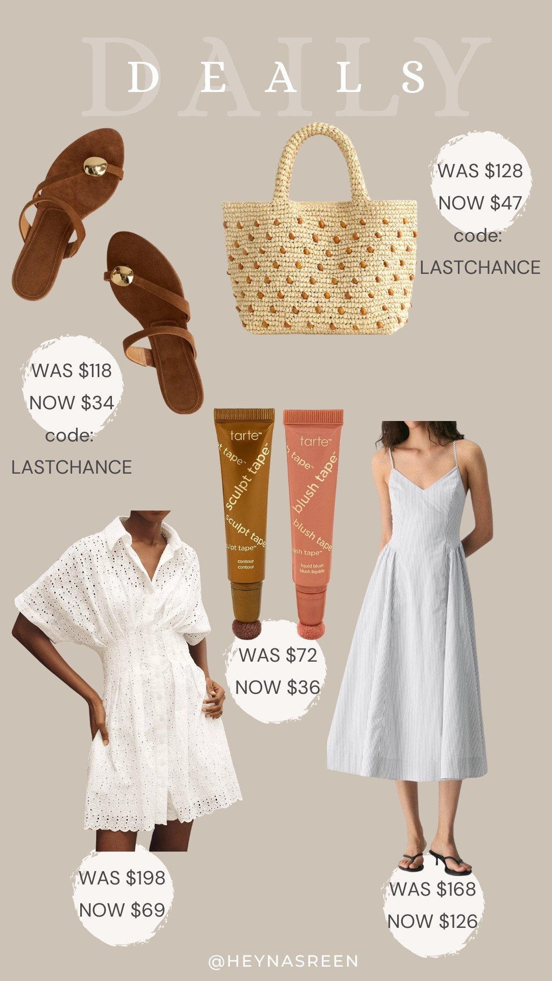 Daily deals on Madewell sandals, Madewell tote, Aritzia dress, Tarte bronze & blush duo, Anthropologie dress