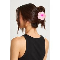 boohoo Women's Hibiscus Flower Claw Clip in Pink | Denim/Plastic | boohoo (US & Canada)
