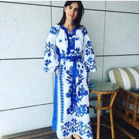 Maxi White Boho Dress Embroidered Linen Plus Size Tunic With Ethnic Ukrainian Embroidery Fashion Boh | Etsy (US)