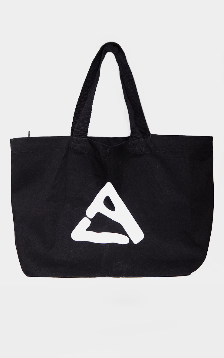 PRETTYLITTLETHING Black Trail Logo Tote | PrettyLittleThing US