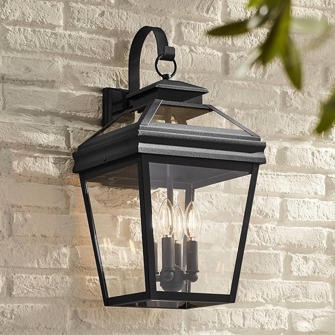 John Timberland Stratton Street Traditional Outdoor Wall Light Fixture Textured Black Lantern 22"... | Amazon (US)