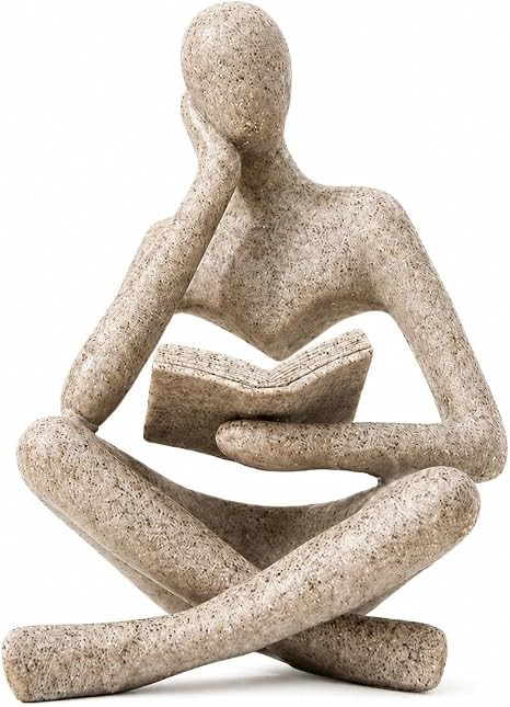 Bookshelf Decor Thinker Statue, Sand Abstract Reading Figurine, Resin Decorative Bookend for Coff... | Amazon (US)