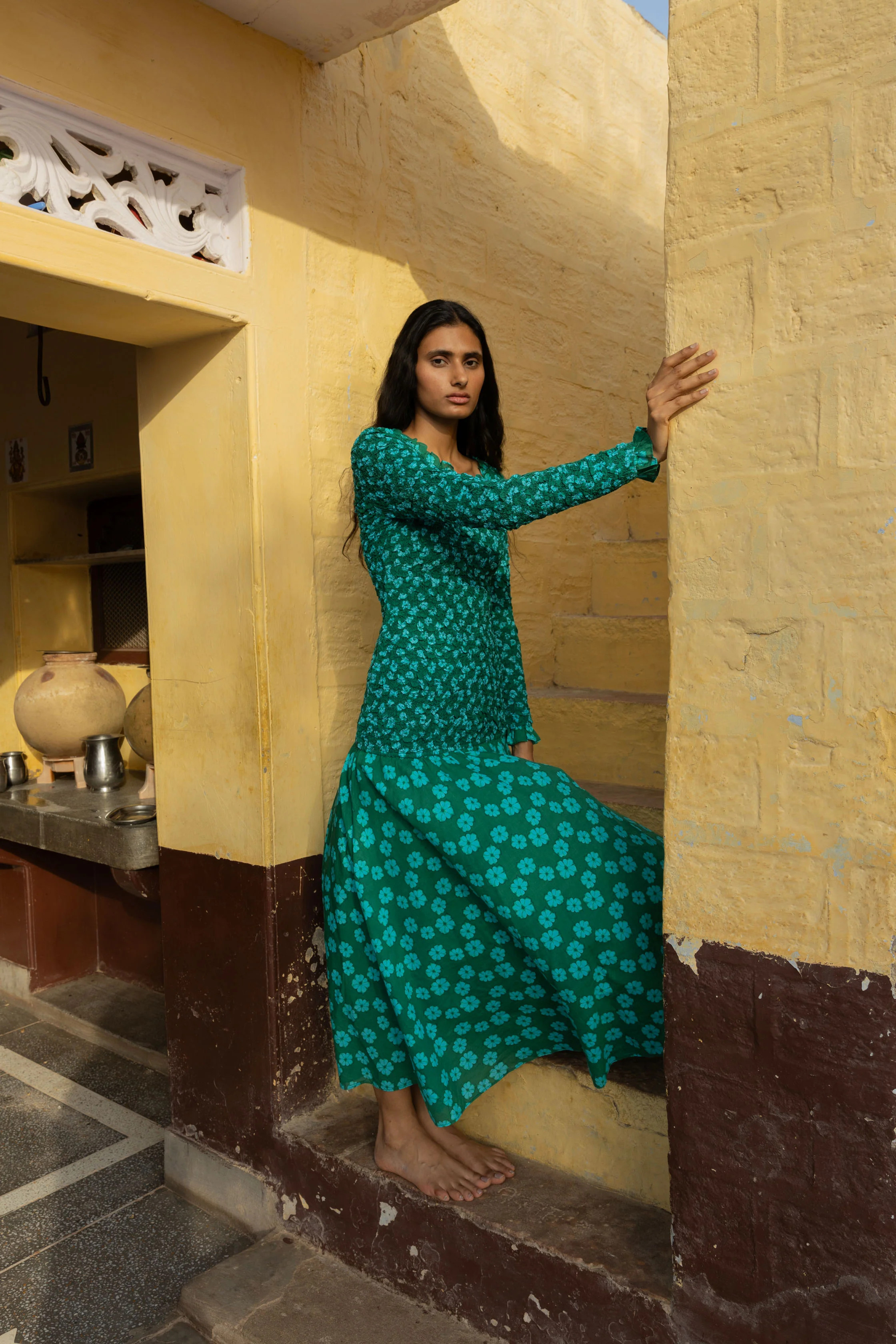 Lettie Off Shoulder Maxi Dress | Forest Bombay Bloom | RHODE | RHODE