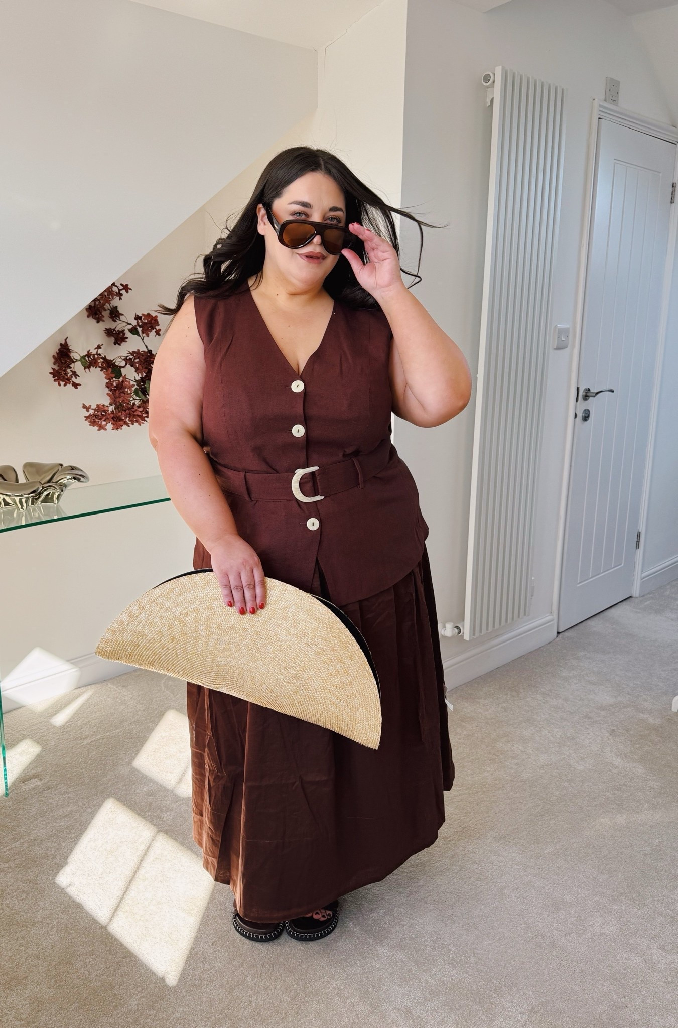 Chocolate linen belted summer dress - wearing a size 22

Summer workwear linen plus size dresses outfit inspiration straw bags aviator sunglasses

#LTKuk #LTKsummer #LTKplussize