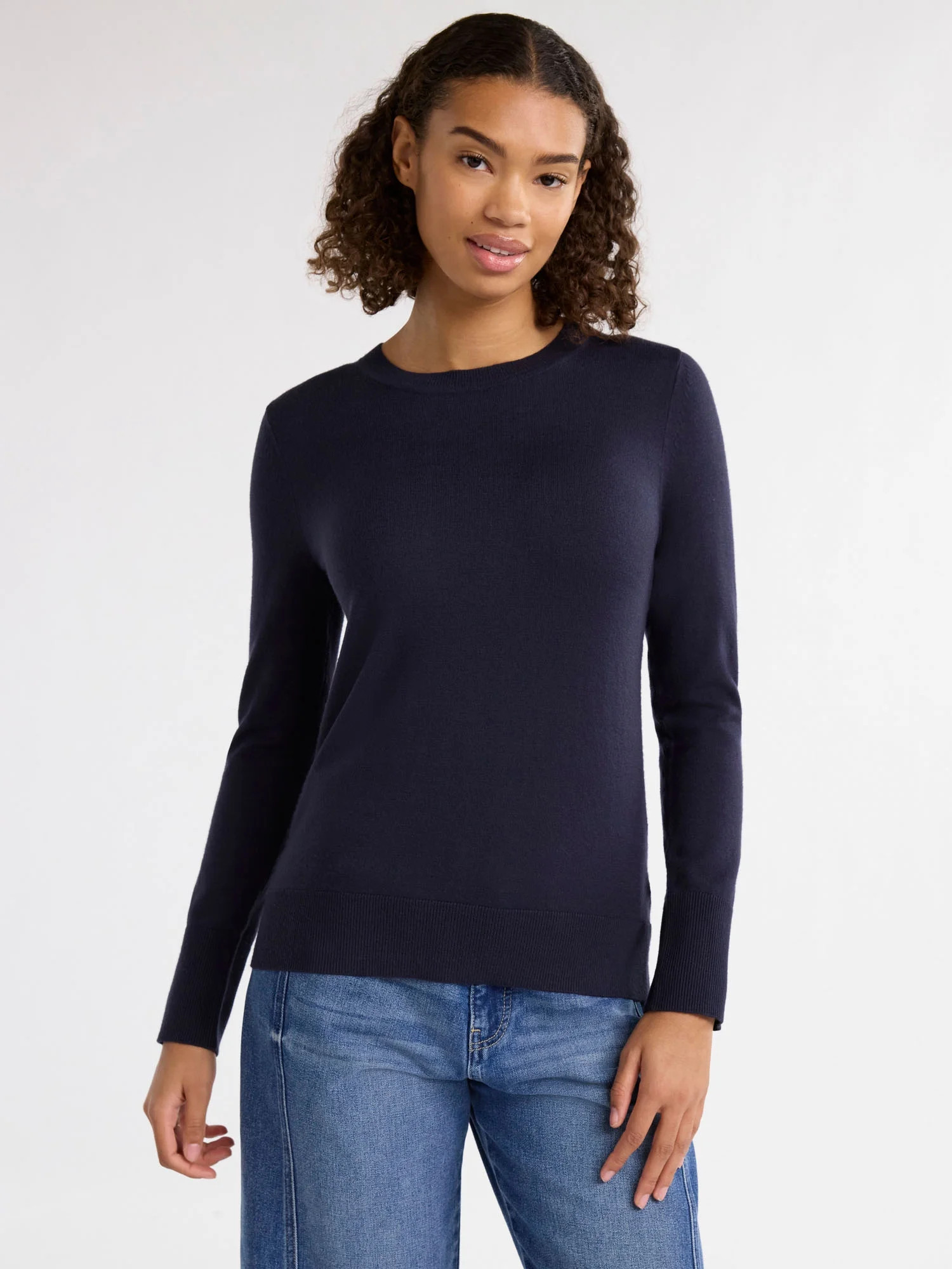 Free Assembly Women’s Cozy Yarn Crewneck Sweater with Long Sleeves, Lightweight, Sizes XS-XXXL | Walmart (US)