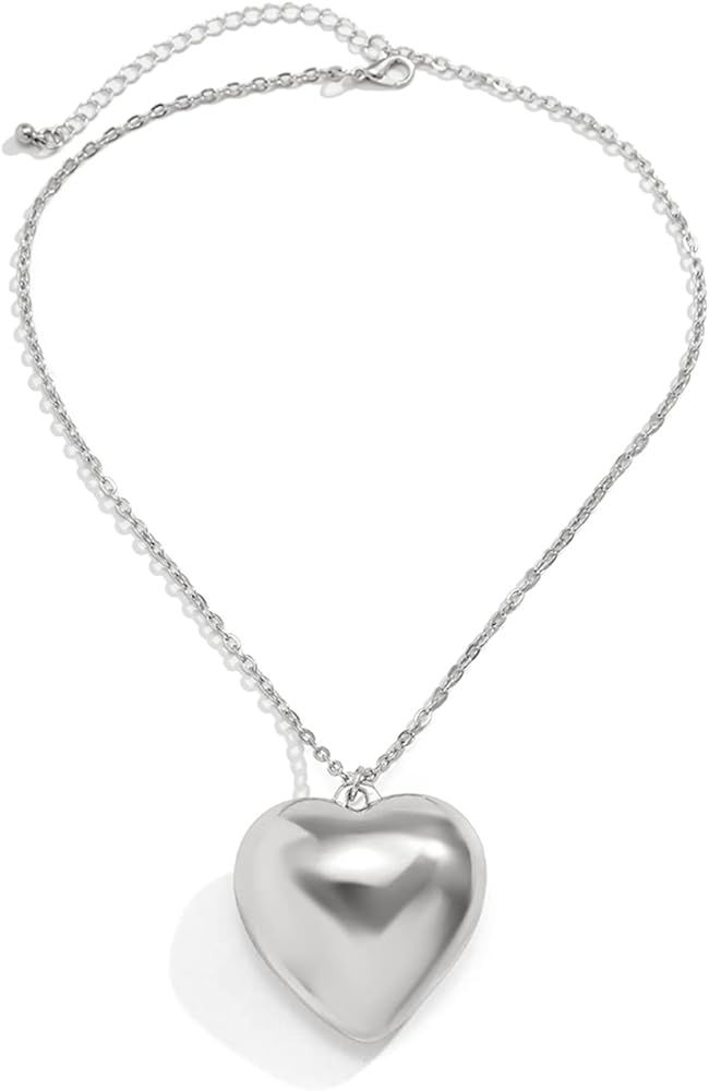 YURAOER Chunky Puffy Heart Choker Necklace - Big Heart Pendant Adjustable Velvet Chain Heart Neck... | Amazon (US)