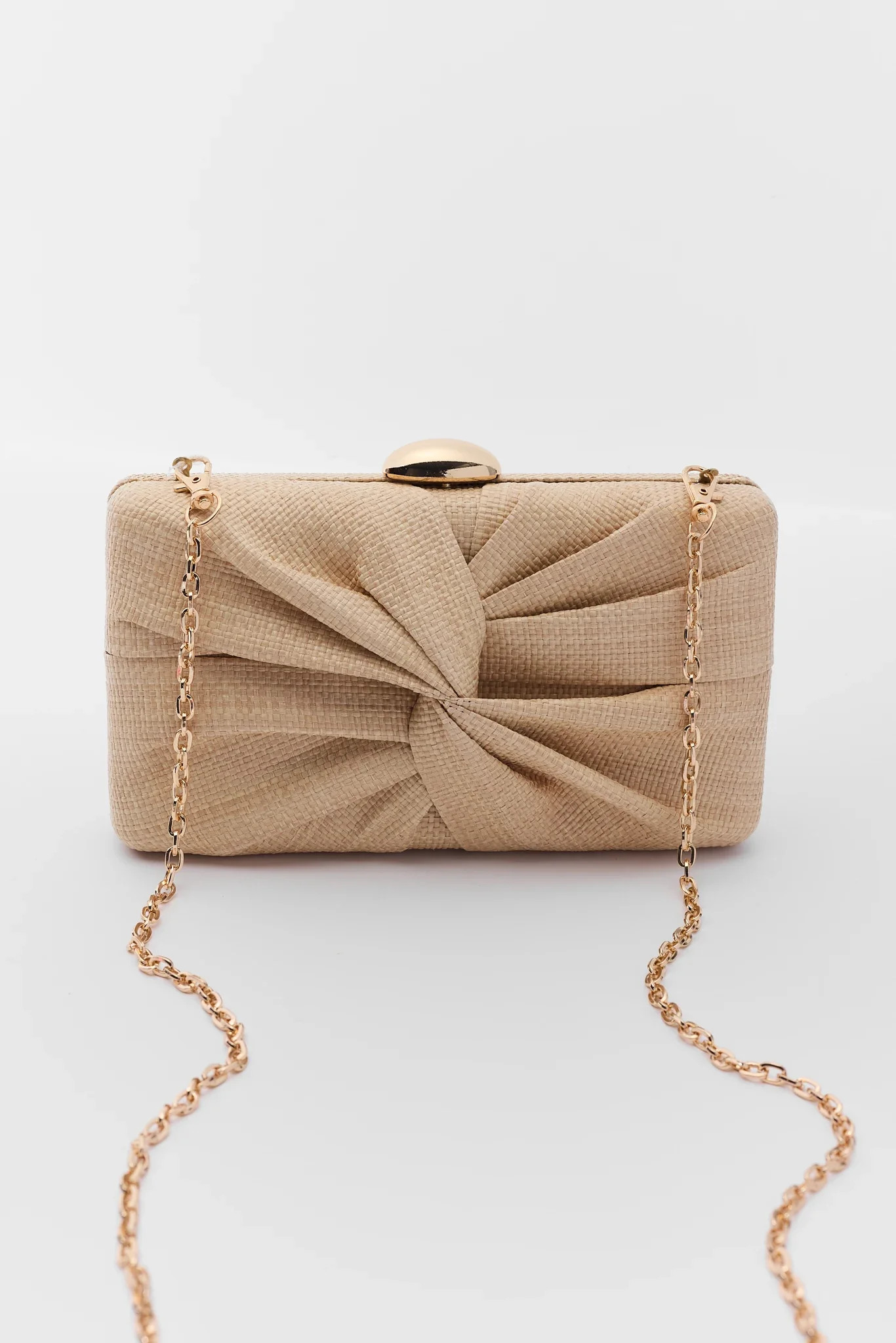 Tan Textured Knot Clutch | Avara