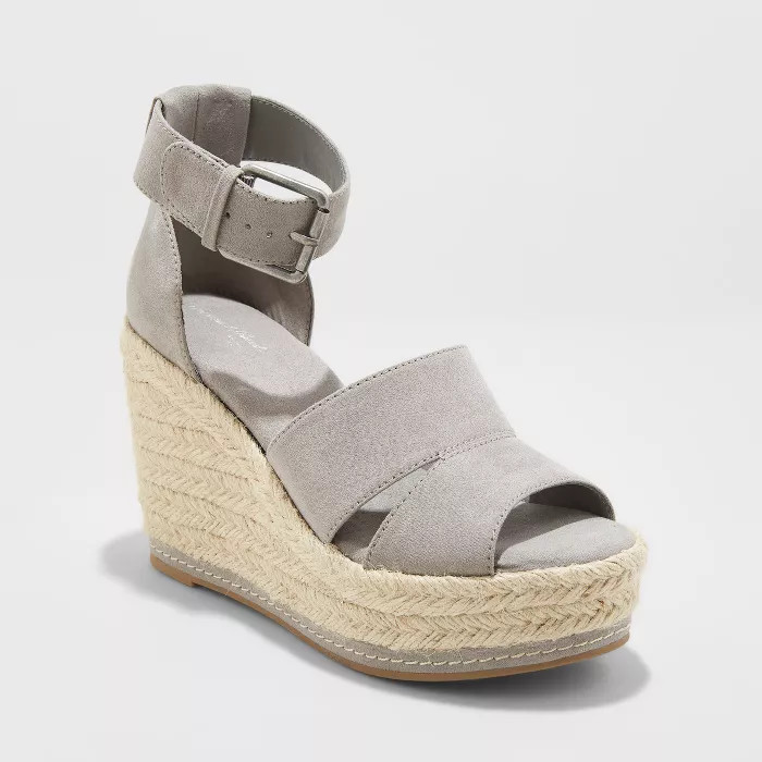 Women's Caroline Microsuede Ankle Strap Espadrille Wedge - Universal Thread™ | Target