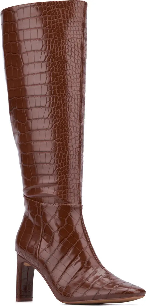 NEW YORK AND COMPANY Isabelle Croc Embossed Knee High Boot (Women) | Nordstromrack | Nordstrom Rack