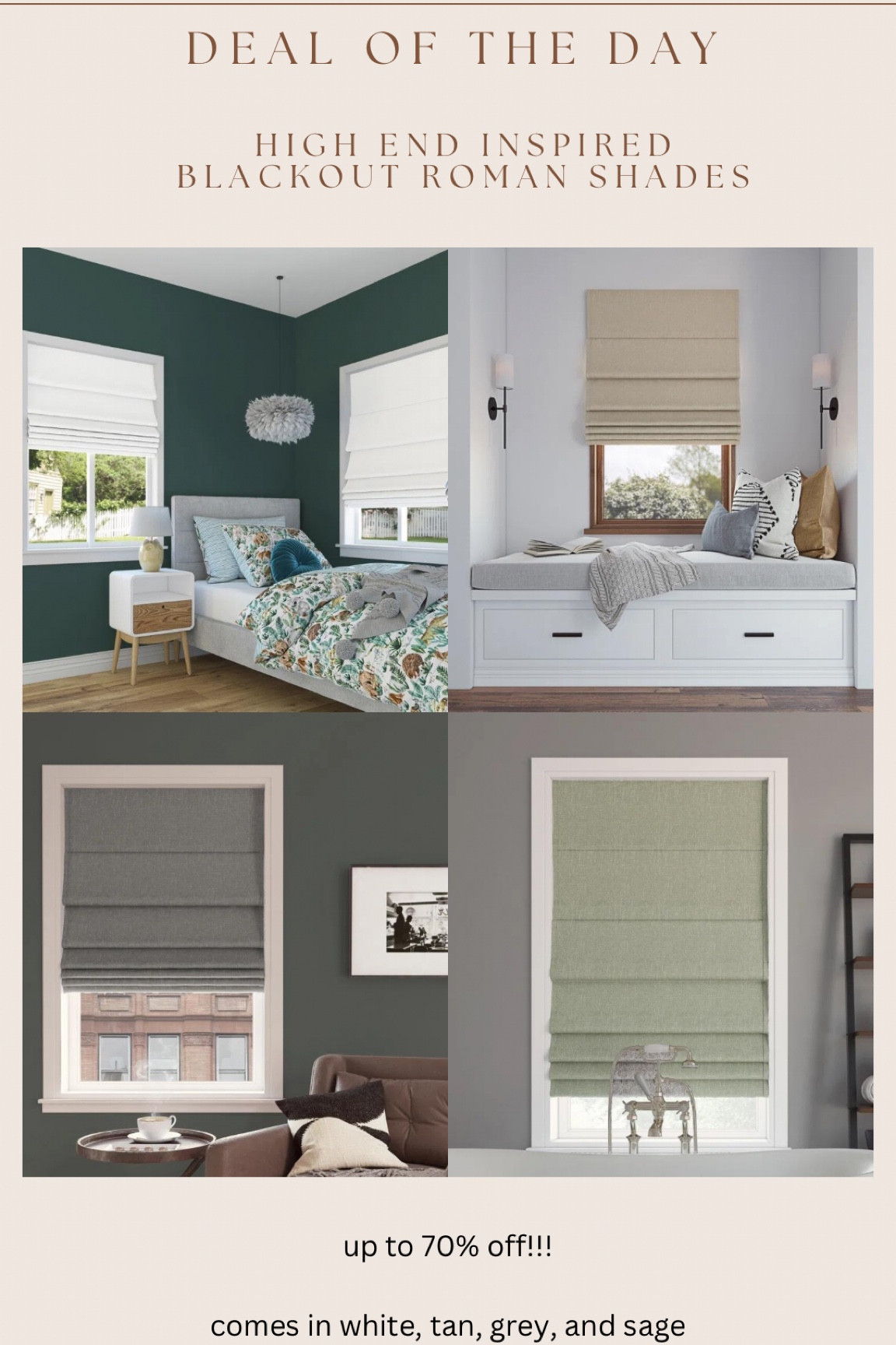 I just found these highly rated blackout Roman shades on major sale!!!! Comes in white, tan, grey, and sage & many different sizes!

#LTKHome #LTKSaleAlert