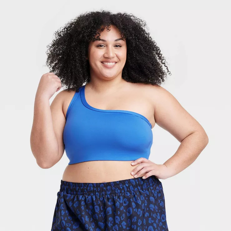 Women's Light Support Brushed Sculpt Asymmetrical Sports Bra - All in Motion™ | Target