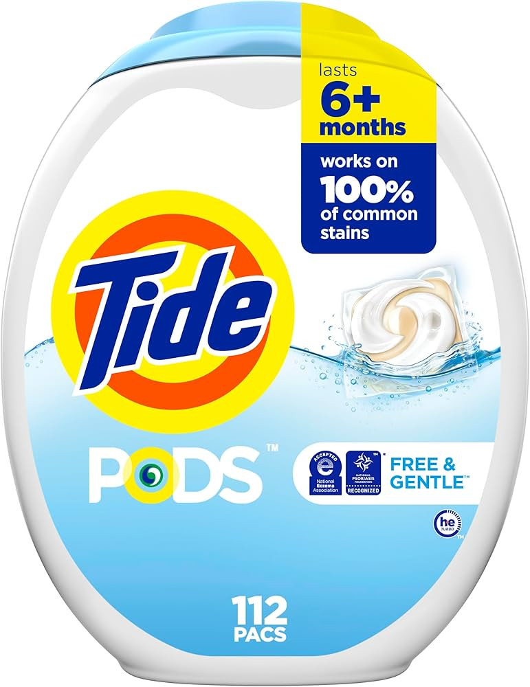 Tide PODS Free and Gentle Laundry Detergent Soap Pacs 112 ct HE Compatible and Coldwater Clean, P... | Amazon (US)