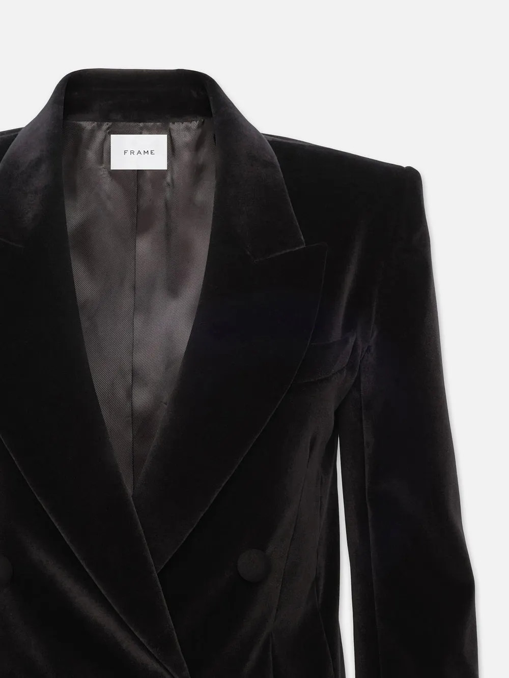 Double Breasted Slim Blazer  in  Black | Frame Denim