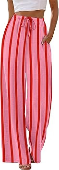 Sampeel Wide Leg Pants for Women Flowy Palazzo Drawstring Elastic Waist Trousers with Pockets Sum... | Amazon (US)