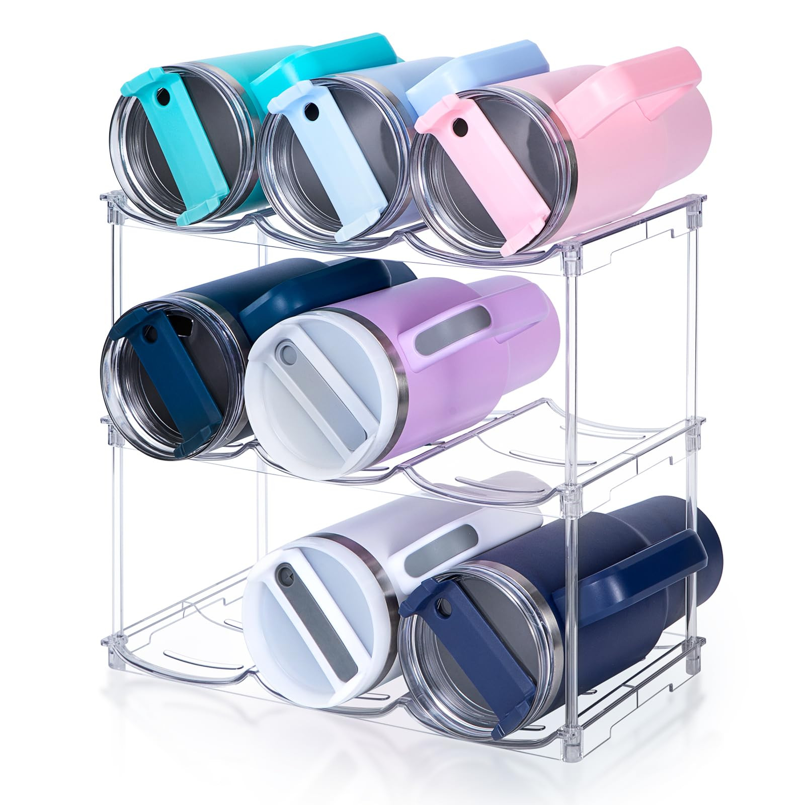 Stackable Water Bottle Organizer for Stanley 40 oz Tumbler, Water Bottle Holder for Cabinet, Pant... | Amazon (US)