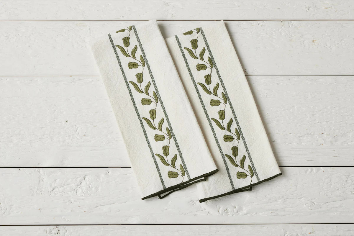 Kitchen Tea Towel, Spruce Green Tulip, Set of 2 | etúHOME