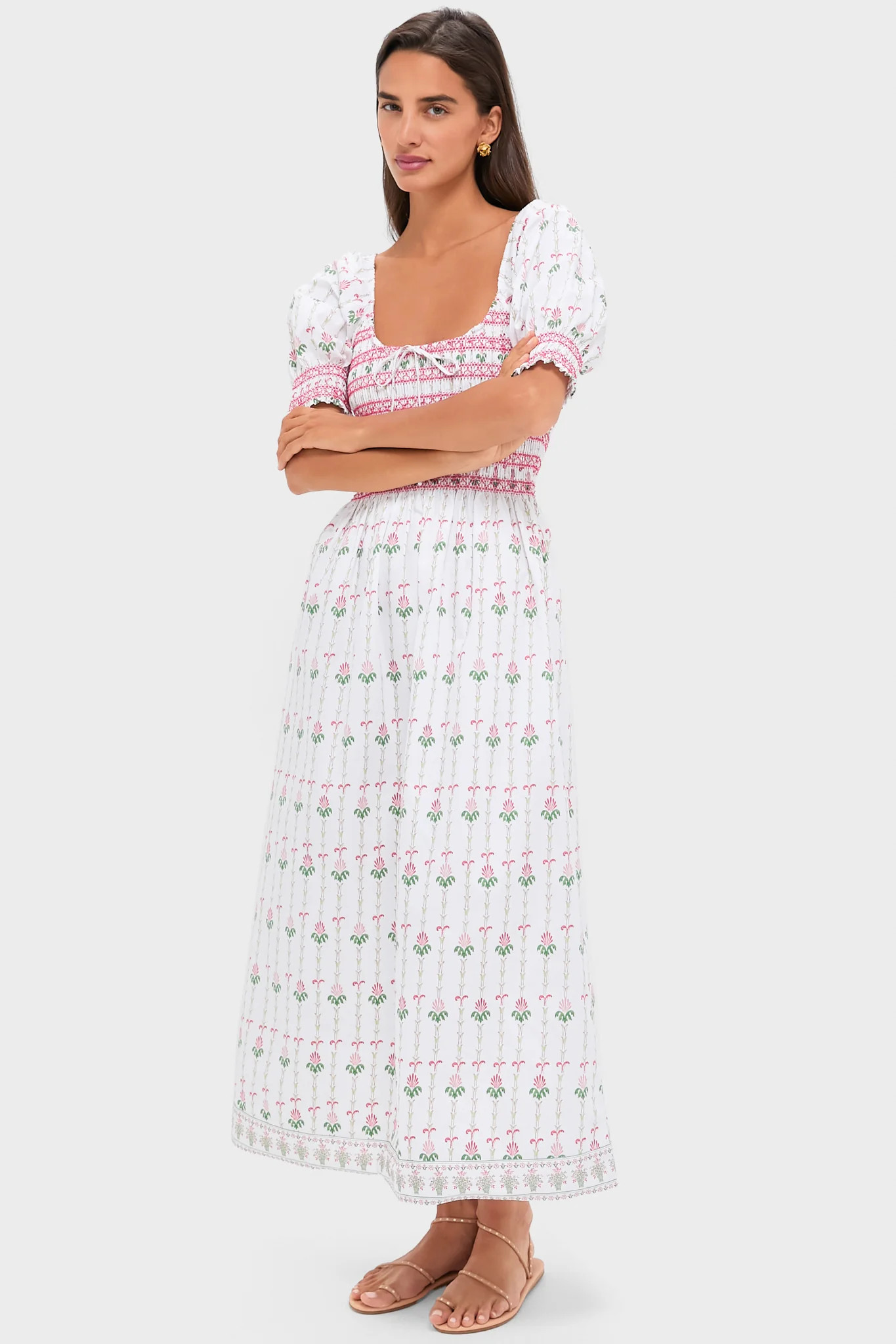 Trailing Fern White Multi Madeline Nap Dress | Tuckernuck (US)