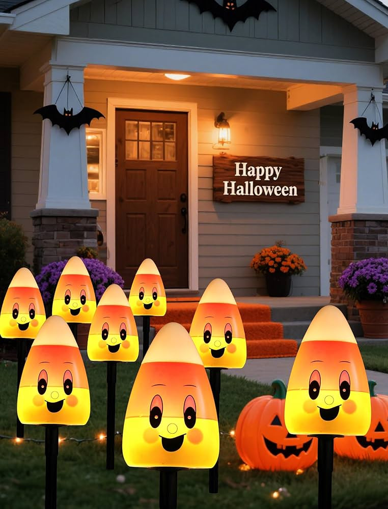 5 Pack Ultimate Halloween Pathway Lights, UL Certified Plug-in Candy Corn Yard Stakes for a High-... | Amazon (US)