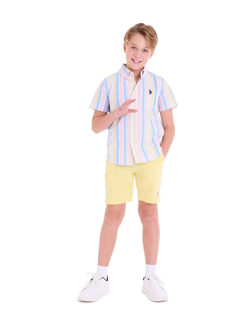 U.S. Polo Assn. Short Sleeve Button-Up Shirt for Boys, Sizes 4-18 | Walmart (US)