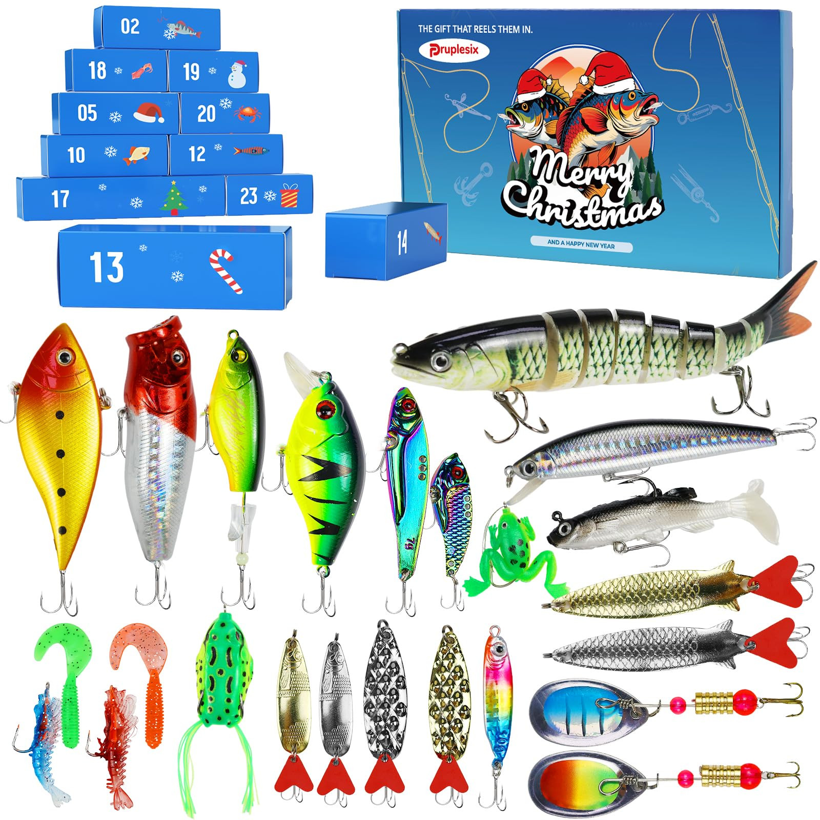 Fishing Lure Advent Calendar 2025 with 24 Individually Wrapped Baits, Christmas Countdown Gift fo... | Amazon (US)