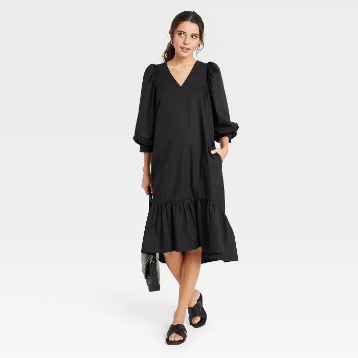 Women's Long Sleeve Ruffle Hem Dress - A New Day™ | Target