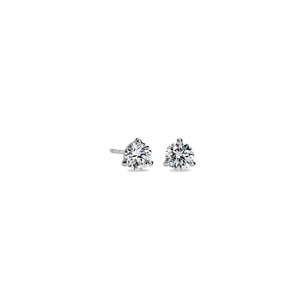 LIGHTBOX Lab-Grown Diamond Round Solitaire Martini Stud Earrings in 14k White Gold (1/2 ct. tw.)"" | Blue Nile