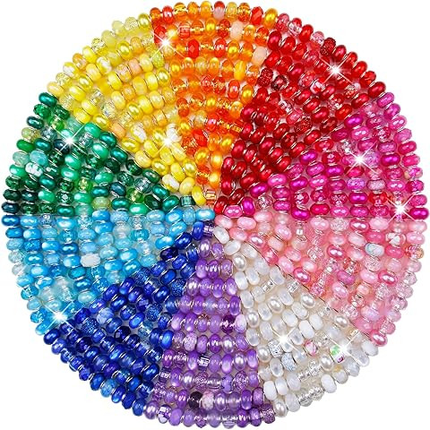 100Pcs Large Hole Beads for Jewelry Making, Assorted European Craft Big Beads Large Hole Lampwork... | Amazon (US)