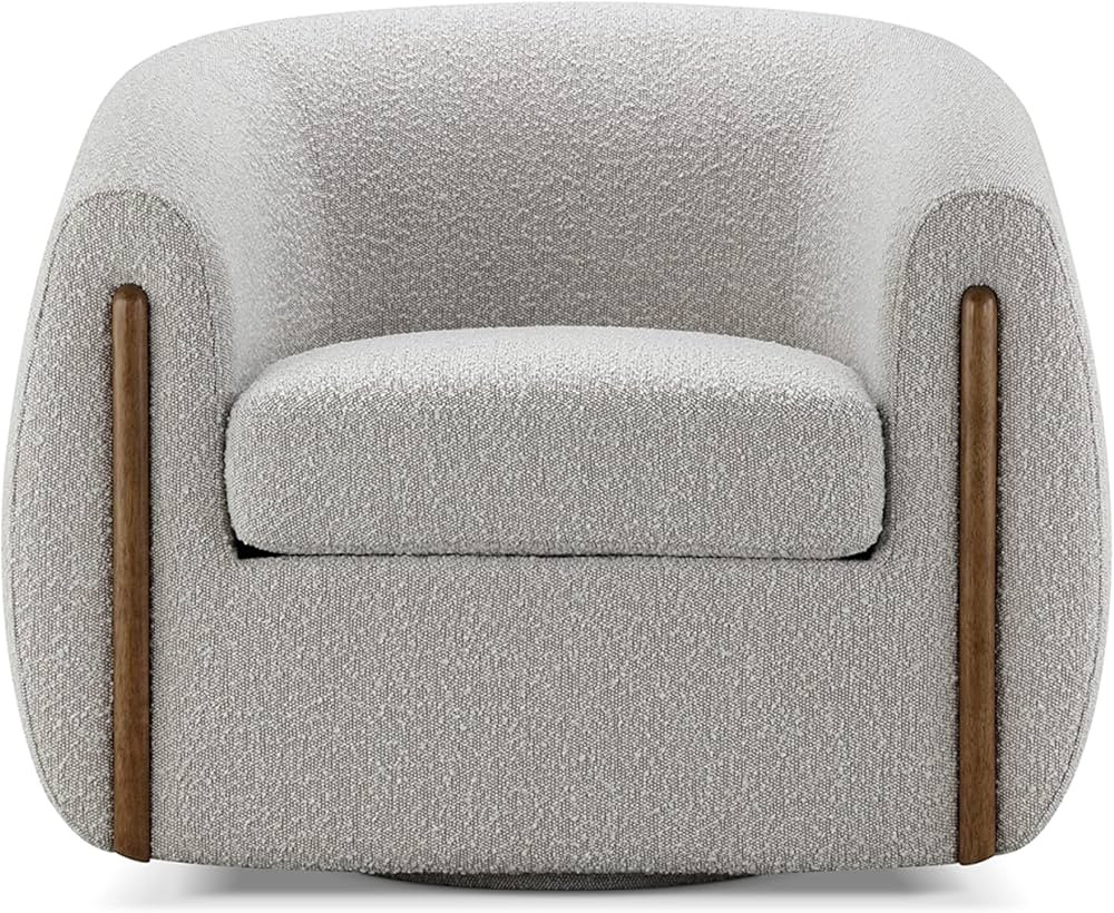 CHERS Aspen Swivel Accent Chair with Wood Accents, Bouclé Upholstered Armchair for Living Room, ... | Amazon (US)