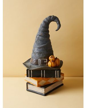 18in Stacked Books And Witch Hat Decor | HomeGoods