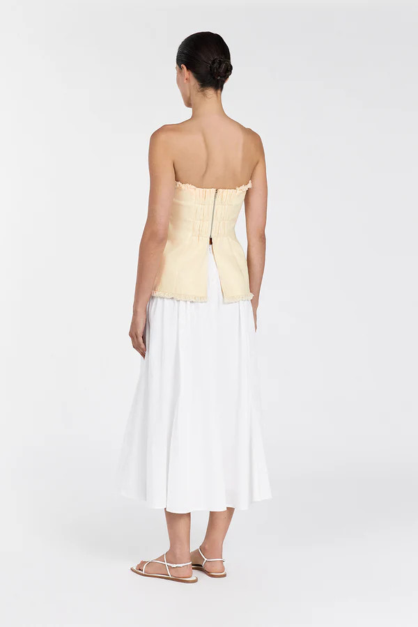 TIA WHITE LINEN CIRCLE MIDI SKIRT | DISSH