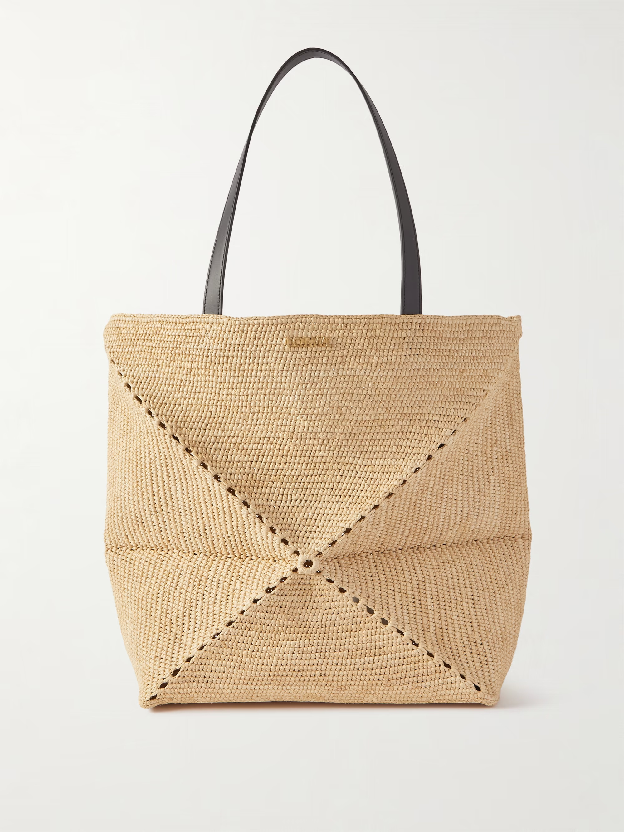 + Paula's Ibiza Puzzle Fold large leather-trimmed raffia tote | NET-A-PORTER (UK & EU)