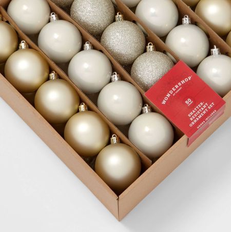 Shatterproof white pearl and gold Christmas ornaments I used on our Christmas tree 

#LTKHoliday #LTKhome #LTKSeasonal