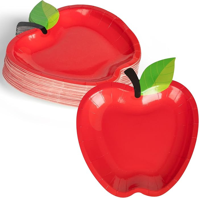 50Pcs Apple shaped paper plates Back to school decorations First day of school red apple paper pl... | Amazon (US)