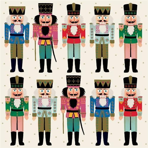 Christmas Nutcrackers Cocktail Napkins for Bar - 5 inch by 5 inch Paper Beverage Napkins Pack of ... | Amazon (US)