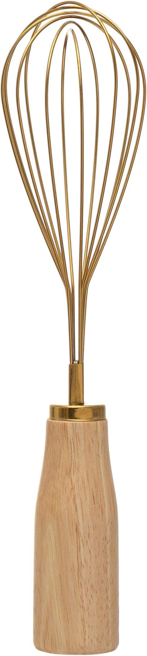 Bloomingville Standing Stainless Steel Wood Handle, Gold Finish Whisk, 10.25" | Amazon (CA)