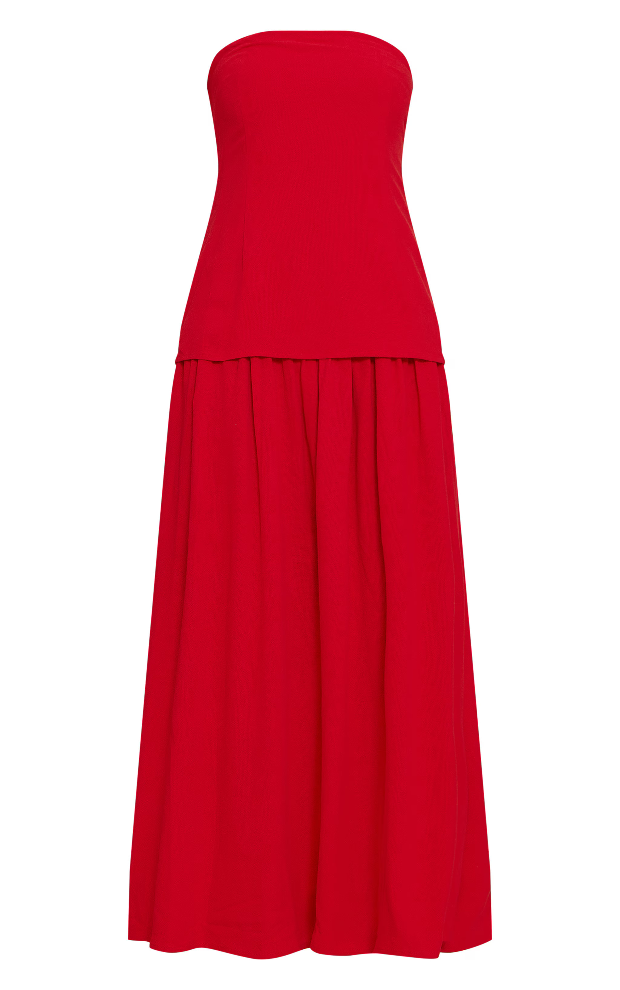 Red Bandeau Long Line Maxi Dress | Dresses | PrettyLittleThing UK