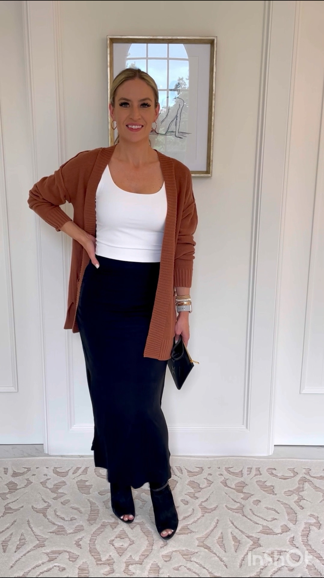 Pretty much the most comfortable fall outfit ever!  This skirt is stretchy and flattering. There is a matching mock neck top (see my previous posts!) that you definitely need too. And it comes in an olive green!  This cardigan color screams fall and is so cozy. Everything is TTS. The image for the cardigan shows a long cami, but it is this brown cardigan!! #everypiecefits

Music: Sweet
Musician: LiQWYD

#LTKstyletip #LTKSeasonal #LTKsalealert